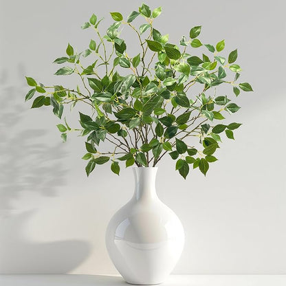 Eucalyptus Stems 32" Fake Plants Greenery for Vase Artificial Plants Indoor Bay Leaves Bathroom Decor Fake Leaves Greenery Stems Dining Room Decor Nordic (6PCS)