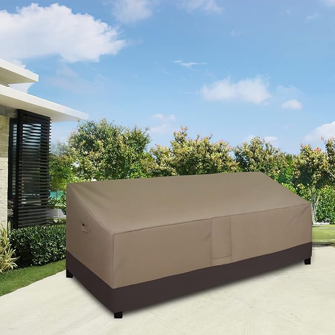 Easy-Going Waterproof Outdoor Couch Cover, Heavy Patio Furniture Sofa Cover Windproof Durable (104Wx40Dx33H inch,Camel/Dark Brown)