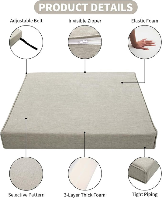 Patio Furniture Sofa Cushion Set Outdoor Living Deep Seating Cushions Thick Foam Replacement Cushion,21.7x21.7 Inch,Beige