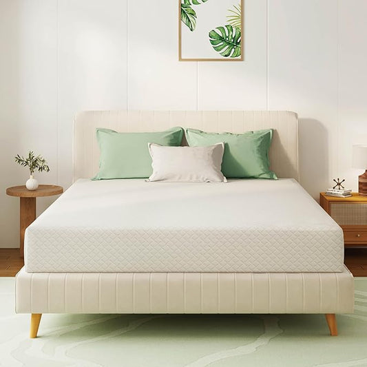 Queen Mattress 10 Inch Green Tea Memory Foam Mattress for Cool Sleep & Pressure Relief,Medium Feel Support, Fiberglass Free, Bed in a Box, Removable Washable Cover, CertiPUR-US Certified