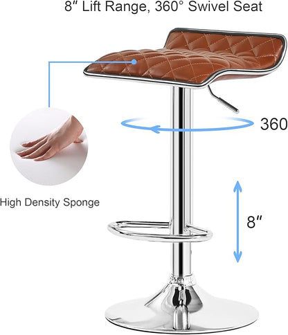 VECELO Adjustable Bar Stools Set of 2, Bar Height Stools for Kitchen Counter