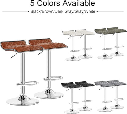 VECELO Adjustable Bar Stools Set of 2, Bar Height Stools for Kitchen Counter