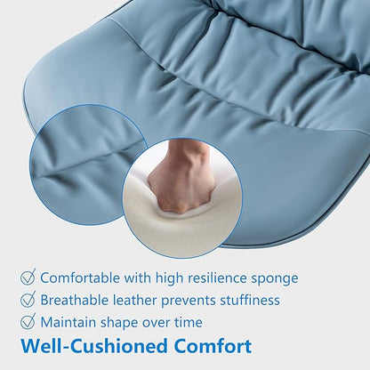 Rowill Leather Office Chair, Ergonomic Armless Desk Chair with Waterproof Cushion & Slient Wheels & SGS-Certified Class 3 Explosion-Proof Gas Lift, Ideal for Home Office, Study and Vanity(Blue)