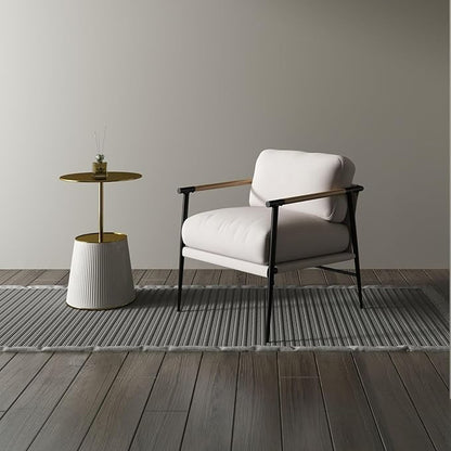 LukeAlon Mid-Century Chenille Accent Chair, Ultra Soft Living Room Chair with Metal Legs Modern Armchair Lounge Chairs Upholstered Comfy Leisure Chair for Bedroom Reception Area Reading Room, Beige