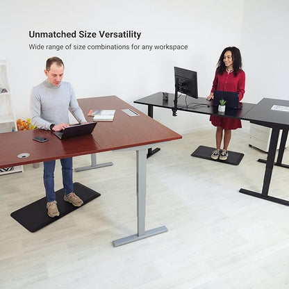 Progressive Desk Stand Up Height Adjustable Standing Desk - L Shaped 85" x 72" Corner Computer Rising Workstation Electric Table - Gray Frame, Warm White Top