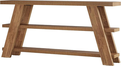 Tribesigns 70.9" Extra Long Console Table with Storage, 3-Tier Narrow Wooden Sofa Table Behind The Couch, Farmhouse Entry Foyer Table for Entryway, Living Room, Hallway, Brown