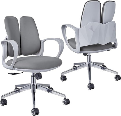 Ergonomic Office Chair Desk Chair Dual-backrest Computer Chair with Flexible Lumbar Support and Adjustable Height, 500lbs Extra Wide Seat with Wheels, for Home & Office Use Grey