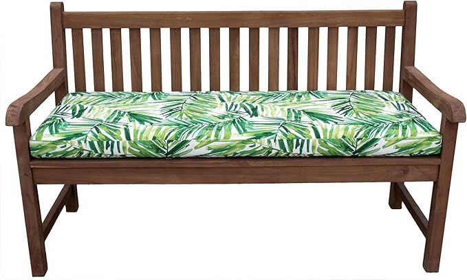 Tommy Bahama Bench Cushion, 50" X 16" X 2.5", Coastal Palm Green Leaf