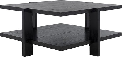 SAFAVIEH Couture Collection Quigley Black 2-Tier Square Coffee Table, Ideal for Living Room, Office, Bedroom