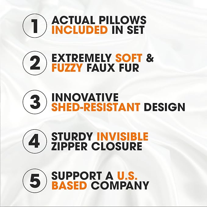 Cheer Collection Faux Fur Throw Pillows - Decorative Pillows for Couch, Bed Throw Pillows, Sand Accent Pillows for Bedroom or Living Room Aesthetic, Set of 2 Furry Throw Pillows, 22" x 22"