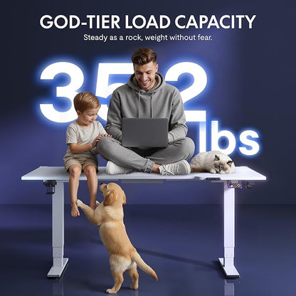 FLEXISPOT CyberX RGB LED Electric Gaming Standing Desk, 55 Inch Dual Motor 3-Stage Adjustable Desk up to 352 lbs, Large Ergonomic Computer Workstation for Gamers, Streamers & Home Studios (White)