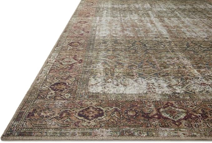 Loloi Amber Lewis Georgie Collection GER-07 Moss/Salmon 2'-0" x 5'-0", .19" Pile Height, Accent Rug