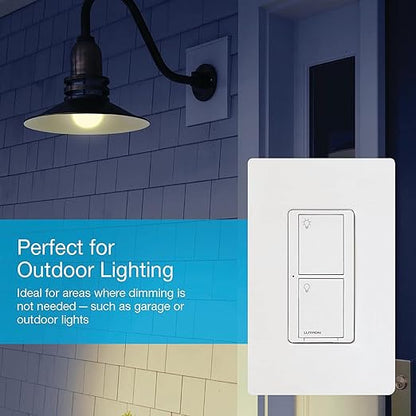 Lutron Caseta Original Smart Light Switch (Lutron Smart Hub Required), for Home, LED, and Fans, 6 Amp, Single-Pole/3-Way, Neutral Required, PD-6ANS-LA-2-Pack, Light Almond, 2 Pack