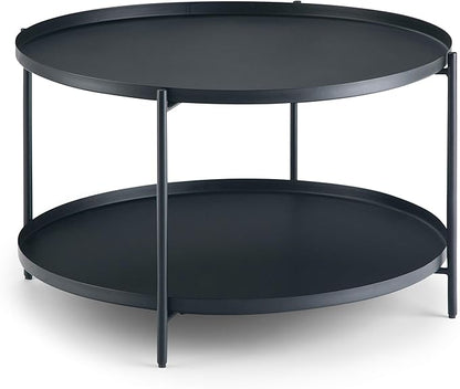 SIMPLIHOME Monet Industrial 32 inch Wide Metal Metal Coffee Table in Black for the Living Room and Family Room