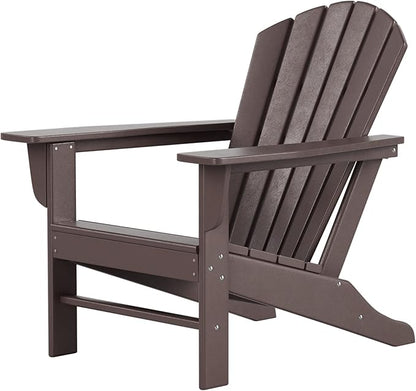 Costaelm Outdoor Adirondack Chair, HDPE Patio Chair, Weather Resistant Lawn Firepit Outside Chairs for Porch, Poolside, Garden, Backyard Deck, Dark Brown