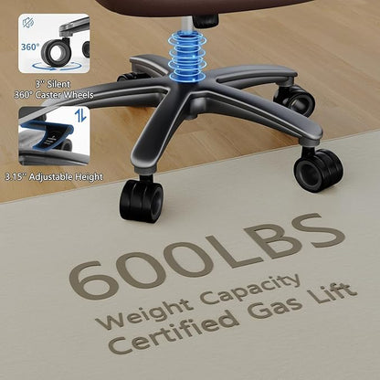 Big and Tall Office Chair, 600lbs Heavy Duty Desk Chair with 5D Arms, Adjustable Lumbar Support & Height, Tilt Function, PU Leather High Back Ergonomic Executive Computer Chair with 3'' Silent Casters