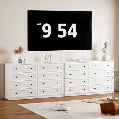 CHUWELL 8 Drawer Large Dresser for Bedroom, 55.1" Wide White Dressers & Chests of Drawers with Large Capacity Storage,Dresser for Bedroom