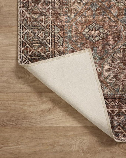 Loloi Amber Lewis Billie Collection, Aqua & Rust 2'-0" x 5'-0" Area Rug – Antique & Distressed Accent Rugs for Living Room, Bedroom, Entryway & Hallway, No Shed High Traffic Area Home Decor Rug