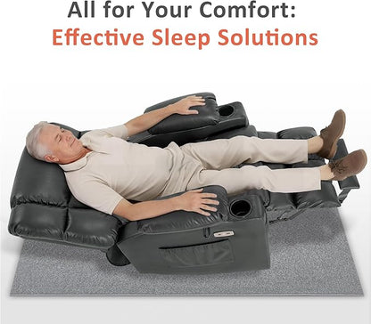 MCombo Dual Motor Power Lift Recliner Chair for Elderly, Lay Flat Lift Chair with Heat and Massage, Cup Holders, USB Ports, Faux Leather 7890 (Grey, Medium)