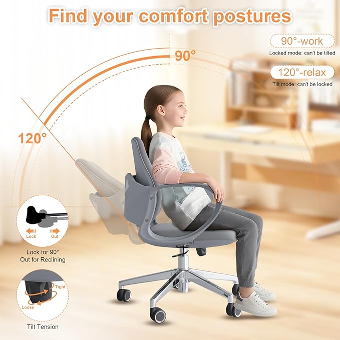 Ergonomic Office Chair Desk Chair Dual-backrest Computer Chair with Flexible Lumbar Support and Adjustable Height, 500lbs Extra Wide Seat with Wheels, for Home & Office Use Grey