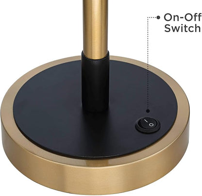 Possini Euro Design Axiom Modern Console Table Lamp 39" Tall Brass Gold Black Metal Champagne Ribbed Glass Shade for Bedroom Living Room House Home Bedside Nightstand Office Entryway Kids Family