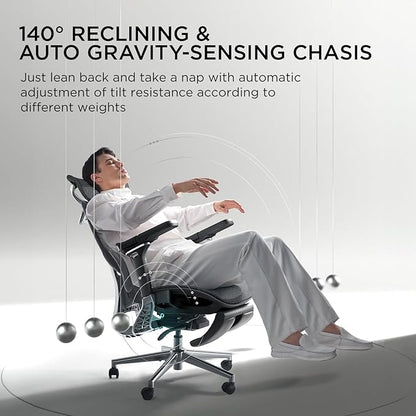 Hbada E3 Pro Ergonomic Office Chair, Big and Tall Office Chair - with 3-Zone Dynamic Lumbar Support, 4D Adjustable Headrest, 6D Adjustable Armrests, Swivel, Black