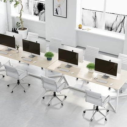White Office Chairs Computer Conference Swivel Chair with Wheels and Arms Leather Home Office Desk Chair Mid Back Adjustable Chairs for Girls…