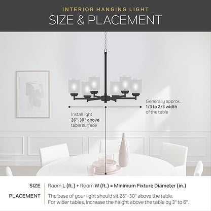Kichler Winslow 19.75" 5-Light Chandelier Light with Clear Seeded Glass in Black for Kitchen, Bar, Dining Room, Living Room (19.75" x 16.25"), 44030BK