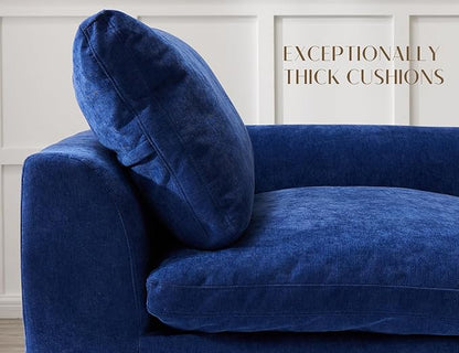 110" Cloud Sectional Couches for Living Room, Boneless L-Shape Couch with Ottoman, 3 Seater Modular Sectional Sofa, Blue