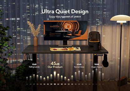 Claiks Electric Standing Desk, Adjustable Height Stand up Desk, 55x24 Inches Sit Stand Home Office Desk with Splice Board, Black Frame/Black Top