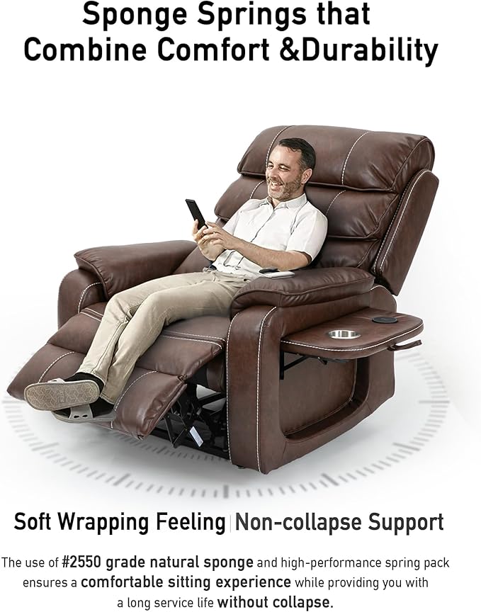 Large Power Lift Chairs Recliners for Elderly with Heated and Massage, Upgraded Dual Motor Lay Flat Recliners, 25in Extra Wide Seat, Folding Tablet, Side Pocket