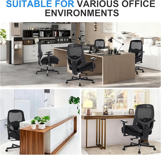 Ergonomic Home Office Desk Chair,Breathable Mesh Chair with Expanded High Back Lumbar Support,Adjustable Height (Classic)
