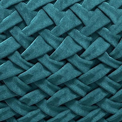 SIMPLIHOME Grafton Transitional Round Pouf in Teal Velvet Fabric for the Living Room, Bedroom and Kids Room
