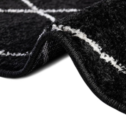 Unique Loom Trellis Frieze Collection Area Rug - Geometric (2' x 6' 1" Runner, Black/ Ivory)