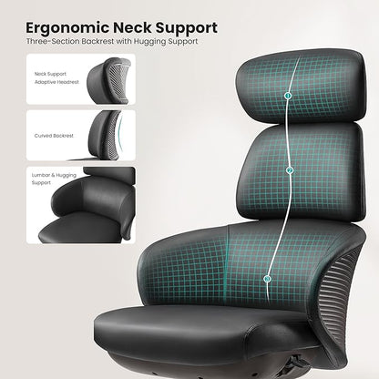 EUREKA ERGONOMIC Royal Rowan Leather Desk Chair, Microfiber PU Leather Office Chair with Wheels and Headrest, High Back Office Chair, Executive Office Chair Comfy for Home & Office, Black