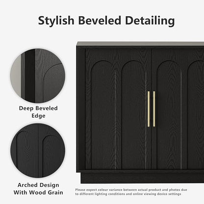 Sideboard Buffet Cabinet with Storage, Modern Accent Cabinet with Arched Doors, 67" Large Modular Media Console, Minimalist Credenza for Living Room Kitchen Dining Room Entryway, Black