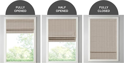 Madison Park Galen Cordless Roman Shade, 29"W x 64"H, Sheen Taupe – Room Darkening, Thermal Insulated, Energy Efficient Window Blind with Subtle Sheen Basketweave Fabric for Privacy