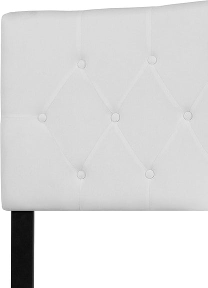 BizChair Tufted Upholstered King Size Headboard in White Fabric