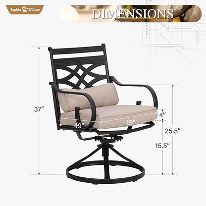 Sophia and William Patio Swivel Dining Chairs Set of 4, Outdoor Metal Armchairs, Outdoor Dining Chairs