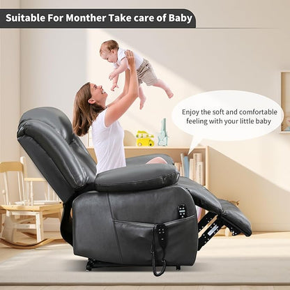 Recliner Chairs for Adults, Power Lift Chair for Elderly, Oversized Bedroom Chair with Massage&Heat, Leather Nursery Glider Chair for Living Room, Sofa Chair Home Theater Seating with Lumbar Support
