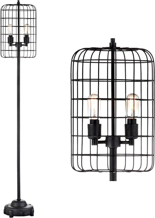JONATHAN Y JYL4030A Odette 65" Industrial Metal Floor Lamp Industrial,Rustic,Transitional for Bedrooms, Living Room, Office, Reading, Black/Silver