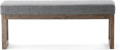 SIMPLIHOME Milltown 45 inch Wide Contemporary Rectangle Large Ottoman Bench in Grey Linen Look Fabric, Assembled, for the Living Room and Bedroom