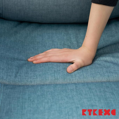 Reclining Sofa Rocking Recliner Chair Manual Adjustable 360 Swivel with Ergonomics Overstuffed Lumbar Arm Support Natural Fabric Surface Made for Living Room, Bedroom, Nursery, Turquoise