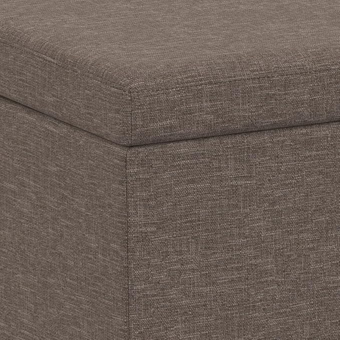 SIMPLIHOME Avalon 54 inch Wide Contemporary Rectangle Extra Large Storage Ottoman Bench in Fawn Brown Polyester Linen Fabric, Assembled, for The Living Room, Entryway and Family Room