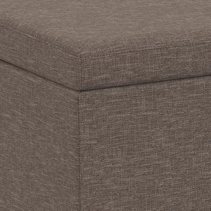 SIMPLIHOME Avalon 54 inch Wide Contemporary Rectangle Extra Large Storage Ottoman Bench in Fawn Brown Polyester Linen Fabric, Assembled, for The Living Room, Entryway and Family Room