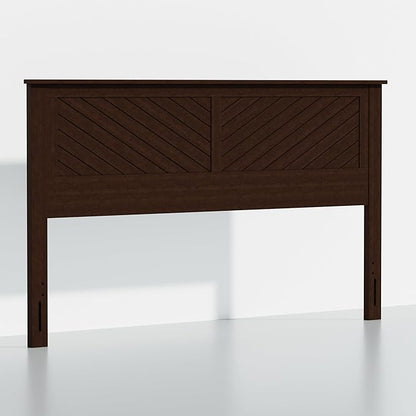Serene King Size Wood Headboard Diagonal Panel Design in a Stained Walnut Finish