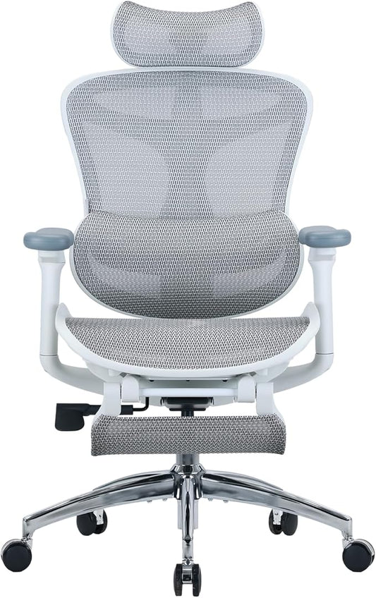 SIHOO Doro C300 Ergonomic Office Chair with Footrest, Ultra Soft 3D Armrests, Dynamic Lumbar Support for Home Office Chair, Adjustable Backrest Desk Chair, Swivel Big and Tall Computer Chair (Grey)