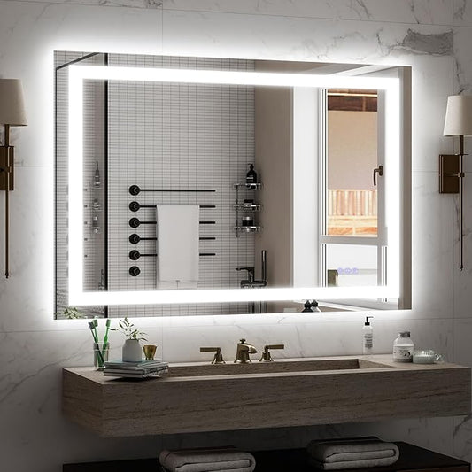VooBang Bathroom Mirror with Lights 36 x 55 inches - 3 Adjustable Lighting Modes LED Bathroom Vanity Mirror, Anti-Fog, Memory Function, Tempered Glass, Wall Mounted Horizontally Vertically