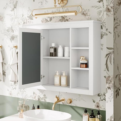 Bathroom Wall Cabinet with Mirror, 35'' x 27.5'' Medicine Cabinet with Mirror Door and Adjustable Shelves, Over Toilet Storage Cabinet, Wall-Mounted Bathroom Mirrors for Over Sink with Storage