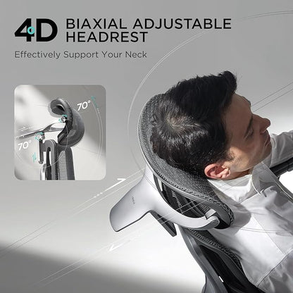 Hbada E3 Pro Ergonomic Office Chair, Big and Tall Office Chair - with 3-Zone Dynamic Lumbar Support, 4D Adjustable Headrest, 6D Adjustable Armrests, Swivel, Black(No Footrest)